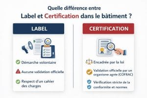 comparaison entre label et certification officielle dans le secteur du bâtiment