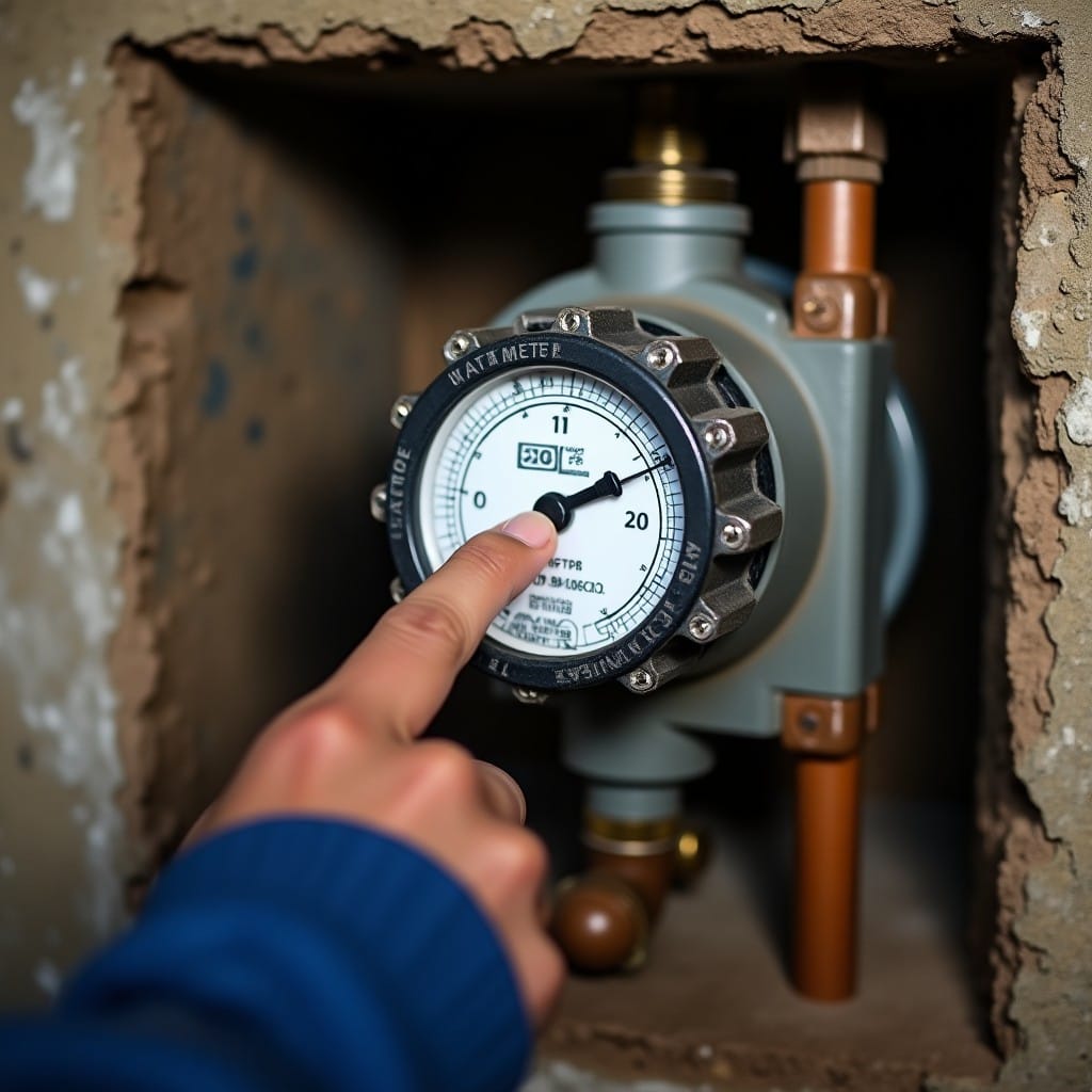 Compteur d'eau résidentiel dans un local technique